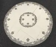 Polyester Beige 88" Round Fabric Embroidery Cutwork Tablecloth Napkins