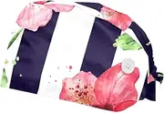 [DragonBtu] 2 Pack Working Cap with Button and Sweatband Tie Back Hats for Women Men Stripes and Flowers
