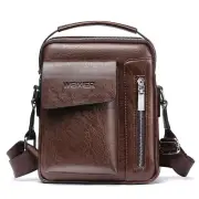 WEIXIER Men's Crossbody Bag PU Leather Hand Bag for Men Messenger Bags Waterproof Backpacks Business Casual Single Shoul