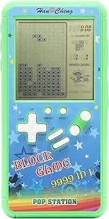 HLF Retro block game console brick game console with color shell and large screen powered by 2 AA batteries build 23 games and with a small body (Green)