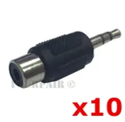 10 Pack - RCA Female Jack to 3.5mm 1/8" Stereo Male Plug Audio Adapter Headphone