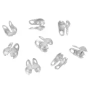 30 Pcs 2.4mm Cord Ends Open, Clamshell End Caps, Bead Tips Knot Covers, Silver