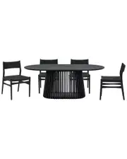 Armen Living Pasadena Erie 5pc Oval Dining Set
