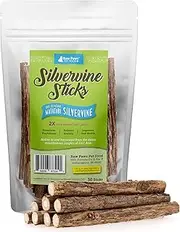 Raw Paws Silvervine for Cats Catnip Sticks, 30-ct - Matatabi Cat Chew Sticks for Indoor Cats - Natural Catnip Toys for Cats - Silver Vine Cat Kicker Toy - Cat Nip Toys Cat - Silvervine Cat Toy
