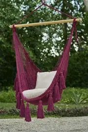 Deluxe Extra Large Mexican Hammock Chair in Outdoor Cotton Colour Maroon