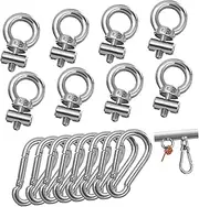 MUELODSIC 8 Sets Track Mount Eyelet Hooks for Kayak Rv Awning High Load Capacity Secure Attachment Easy Installation Versatile Design Spring Loaded Snap Hooks