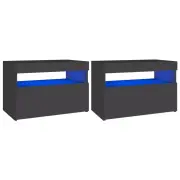 "TV Cabinets with LED Lights 2 pcs Gray 23.6""x13.8""x15.7"""