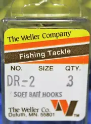 Weller Fishing Tackle Treble Soft Bait Hooks No. DR-2 Size 2 Bronze Finish 3 Ct