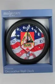 Clock By Mainstays Designed for 'Clive Iowa Fire & Rescue' 9" Diameter NEW