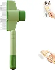 Pet Hair Removal Comb Flea Comb, Pats Brush With Release Button, Flea Comb for Cats, Pet Hair Removal Tool Grooming Supplies (Green,1pcs)