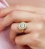 2. 16 Ct Round Natural Diamond Proposal Ring 14K solid Yellow gold 5 6 7