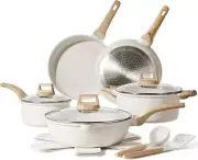 CAROTE 14-Piece Nonstick Cookware Set with Utensils and Pan Protectors