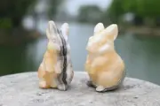 2'' Natural geodes stone Rabbit reiki Crystal gift decor carved heal gift 1pc