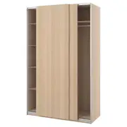 PAX / HASVIK wardrobe with sliding doors, white stained oak effect/white stained oak effect, 150x66x236 cm