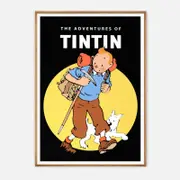Galrie The Adventures of Tintin Classic Comic Art Print Nostalgic Decor Piece, Wood Frame, A2 42 x 60cm (16 x 24inch)