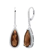 MaxColor Silver 7.50 ct. tw. Smoky Quartz Earrings
