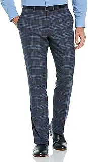 [Perry Ellis] Men's Slim Fit Heathered Windowpane Plaid Stretch Pant