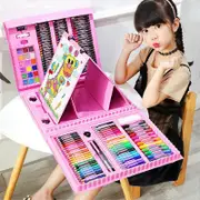 Children's Watercolor Pen Painting Set Includes Full Range of Arts Tools Students Children Christmas Gift Pink