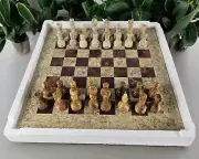 15" Marble Chess Set, handmade chess set, Fathers Day gift for him, stone chess