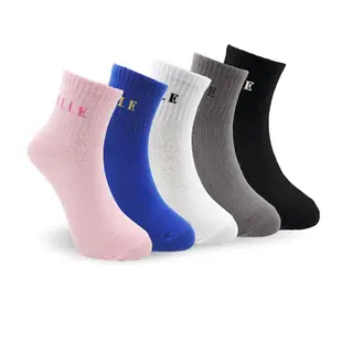 【ELLE】 簡約素色學生襪 襪子 少女襪 棉襪 中筒襪 休閒襪 女襪