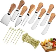 Charcuterie Boards Accessories, Cheese Knife Set with Wooden Handle, Service for