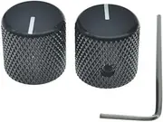 KAISH Set of 2 Aluminium Metal Flat Top Guitar Bass Knobs Guitar Volume/Tone Control Knobs 1/4" Universal Potentiometer Pot Knobs with Indicator Line for Tele/Telecaster Black