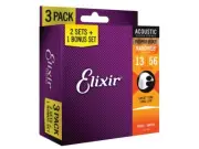 Nanoweb Phosphor Bronze (13-56) 3 Pack Medium | Elixir
