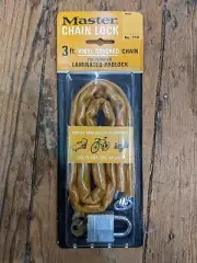 NOS 1970's Gold Vintage Master Lock 3ft Chain Padlock Bicycle Schwinn