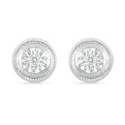 0.05 CT. T.W. Diamond Solitaire Textured Frame Stud Earrings in Sterling Silver