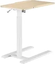 SIHOO D01 Adjustable Tilt Overbed Bedside Table with Wheels Small Spaces Sofa Bedroom Bedside Desk Pneumatic Mobile Standing Laptop Desk Game Desk with Movable Wheels (Maple)