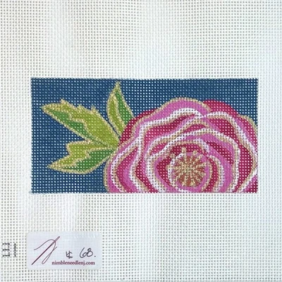 Alice Peterson hand painted needlepoint canvas Pink Flower Bloom eyeglass cat