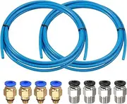 Anhoer 2 x 3D Printer Bowden PTFE Tubing 2M PC4-M10 Connector 1.75mm Filament Teflon Tube Pneumatic for 3D Printer