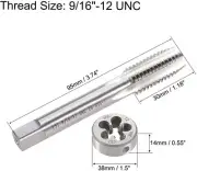 9/16"-12UNC HSS Tap And Die,UNC Machine Thread Tap + Round Thread Die Right Hand