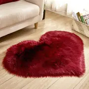 Soft Heart Shaped Area Rug Shaggy Home Bedroom Carpet-Wine Red