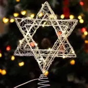 LED Star of David Hanukkah Tree Topper with Warm White Lights