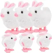 Kisangel 6Pcs Plush Wind Up Rabbit Interactive Clockwork Playthings for Fun Jumping Bunnies for Parties and Safe Material for Endless Play