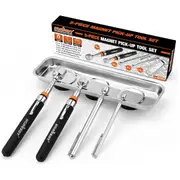5-Piece Magnetic Pickup Tools Set, Includes 15LB, 10LB, 3LB, 1.5LB Magnet Sticks, Rust-Proof Magnetic Tray, Telescoping Design for Mechanics, Automotive, DIY, Gifts for Men, Dad