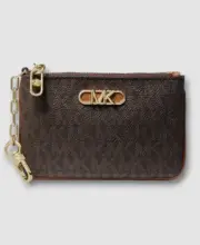 $129 Michael Kors Women's Brown Signature Parker Key Card Holder Wallet
