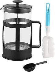 French Pr Coffee Maker Glass Cold Brew Heat Borosilicate Glass Coffee Pot 1000ml 8 Cup Capacity Stainl Steel Tea and Frothed Milk Coffee Pr with 3-Layer for Camping Travel s Transparent One Size