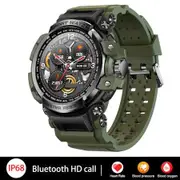 2023 NEW Series IP68 Waterproof Men Smart Watch Sports Outdoor Sport Smartwatch Men Spo2/HR/BP Fitness Tracker Smart Clock Color Military Green