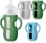 Juome Silicone Sleeves with Handles for Avent Natural Glass Baby Bottle - 3 Pack Anti Breakage Holder for Phillips Avent Baby Bottles, Compatible with Philips Avent Anti Colic Baby Bottles 8 oz