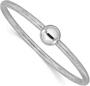 [JewelryWeb] 3.00mm 14k White Gold Polished With Bead Stretch Bracelet-Stretch-Bracelet for Women