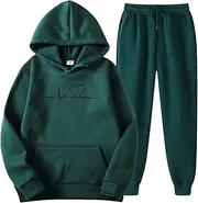 [Mthrpn] Track My ordér,Notched Collar Slim Fit Suites Men Women's 2 Piece Outfits Casual Long Sleeve Pullover Hooded Crop Top Men (Green #3, S), Green #3, Small
