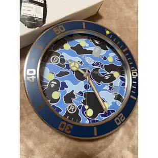 A BATHING APE BAPE BAPEX藍迷彩 猿人 時鐘 掛鐘 壁掛 手錶 日本機械鐘 少見美品 二手