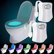 2 Pack Toilet Night Lights, 8/16Colors Changing LED Bowl Nightlight with Motion Sensor Activated Detection, Motion Sensor Light for Bathroom Washroom, Glow Bowl Light Fit for Any Toilet (8 Colors)