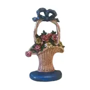 Cast Iron Flower Basket Doorstop with Blue Bow 27cm