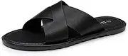 [alpine swiss] Hugo Mens Vegan Leather Slide Sandals Dressy Comfortable Summer Shoes