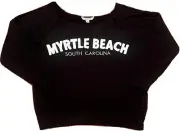 Vintage Girl Myrtle Beach Sweatshirt Womens Large Black NEW Souvenir Boatneck