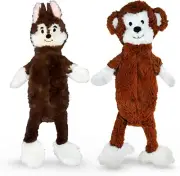 FGA MARKETPLACE Monkey- Fox Flat NO Stuffing NO Squeak Plush Dog Toy, 21 inch