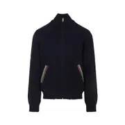 [Paul Smith] Paul Smith-Blue Knitted Wool Bomber Jacket-Uomo M STAND